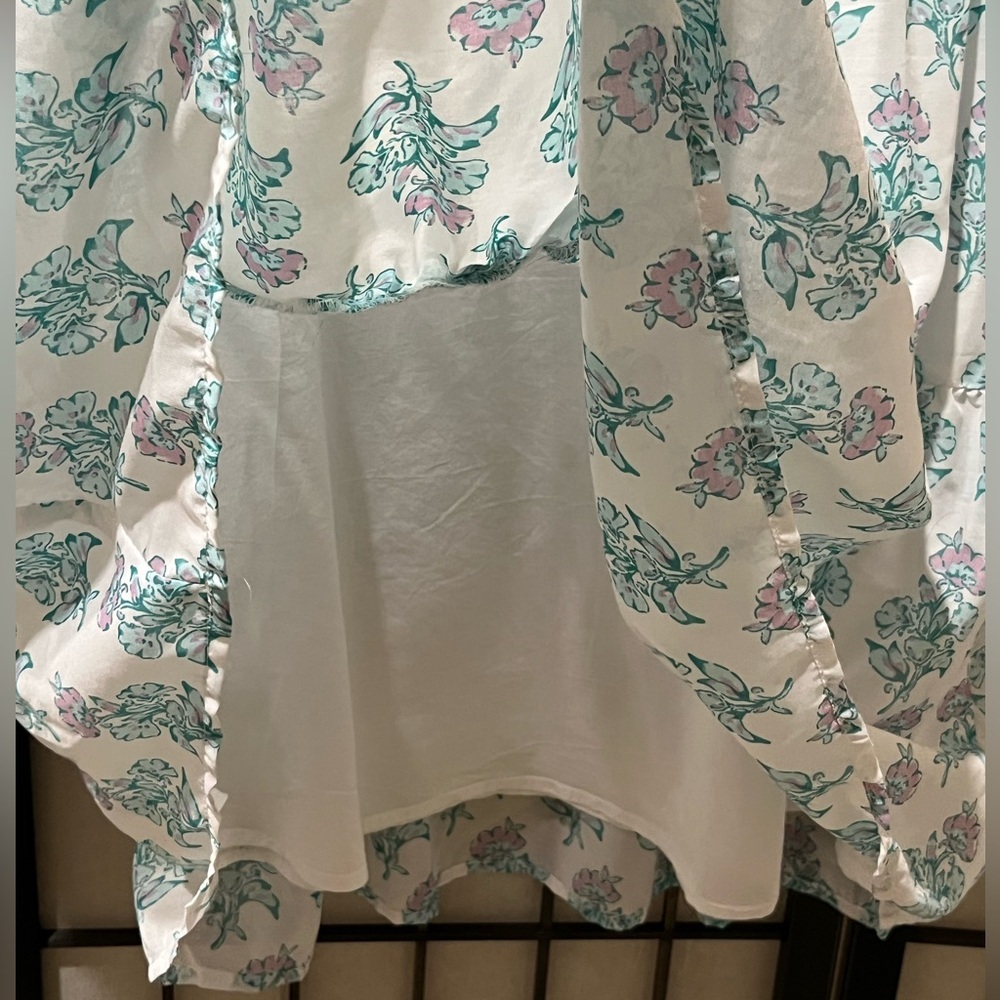 j.marie CECILIA RUFFLE FLORAL MINI DRESS in BLUE, mint with Lilac Accents SIZE S - Picture 9 of 11
